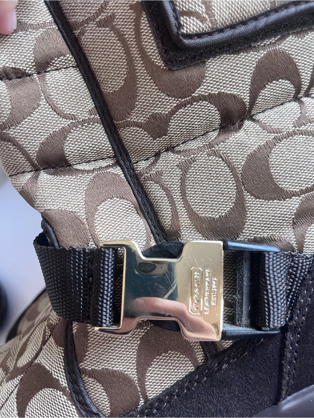 Coach Quilted Logo Tan & Brown Winter Boots - Picture 4 of 4